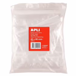 Sachets plastiques refermables - APLI - Pack 100 - 40 x 60 mm - PE 50µ - Système de fermeture sûr