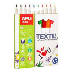 APLI Kids Textile marqueur 10 pièce(s) Pointe ronde Noir, Bleu, Marron, Vert, Orange, Violet, Rouge, Rouge rosé, Ciel, Jaune