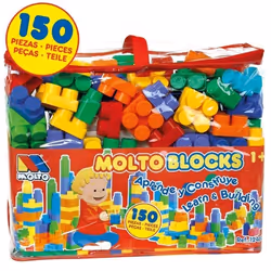 Jeu de construction - MOLTO - Blocs Sachet 150 pcs. - Plastique - Diverses couleurs - A partir de 3 ans