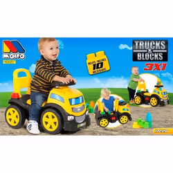 Camion Trotteur 3 en 1 - MOLTO - Jouet éducatif - Jaune - Mixte - Effets sonores