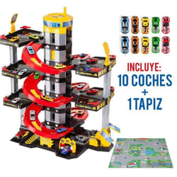Garage à jouets 6 étages MOLTO avec 10 voitures et tapis de jeu