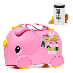 Valise pour bébé - MOLTO - Smiler - Rose - Rigide - 4 roulettes - 360°