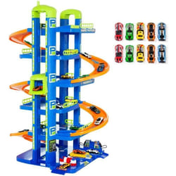 Parking à jouets Bleu 6 étages + 10 voitures incluses