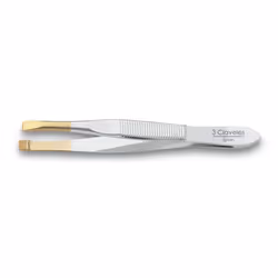3 Claveles Straight Tweezer, Or, Acier, Acier au carbone, unisexe, Plat, Droit, 80 mm