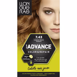 Llongueras Color Advance 7.43 Medium Golden Copper, Auburn, Medium Golden Copper, Femmes, Tous types de cheveux, Maintien de  ...