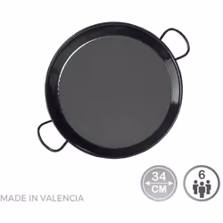 Poêle À Paella Traditionnelle En Acier Émaillé Ø34cm (6 Personnes). Adapté Aux Cuisinières À Gaz. Fabrication Nationale. Atte ...