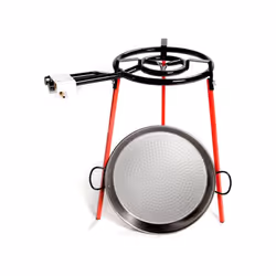 Description générale Ce kit comprend une poêle à paella polie de 46 cm, un trépied carré de 60 cm de hauteur et un brûleur à ...