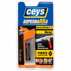 Ceys Superbar Repaira Metal 47g. Mastic Moulable À 2 Composants Présenté Dans Un Bâton, Qui Réagit Lorsqu'il Est Mélangé. Ind ...