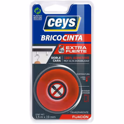 Ceys Brico Tape Extra Strong Transparent 1,5m. Résistance Intérieure Et Extérieure Maximale Sur Tous Les Matériaux