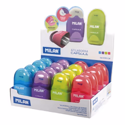 Milan 4701116, Taille crayon manuel, Bleu, Vert, Rose, Violet, Acier, Présentoir d'affichage, 150 mm, 65 mm