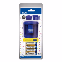 Milan BWM10149, Taille crayon électrique, Bleu, Plastique, Acier au carbone, Ambidextre, Blister
