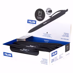 Milan P1 Noir Stylo à bille rétractable avec clip Moyen 25 pièce(s)
