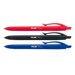 Milan BWM10254 Noir, Bleu, Rouge Stylo à bille rétractable avec clip 4 pièce(s)