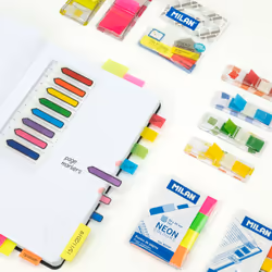 Milan 419608 marque-pages Marque-page flexible Bleu, Vert, Lilas, Orange, Rose, Rouge, Violet, Jaune 120 pièce(s)