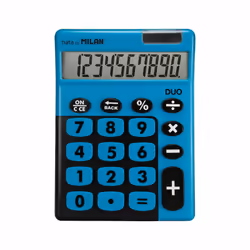 Milan Duo, Bureau, Calculatrice basique, 10 chiffres, Batterie/Solaire, Bleu
