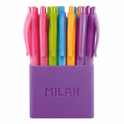 Milan 176555124, Clip, Stylo à bille rétractable avec clip, Rechargeable, Multicolore, 24 pièce(s)