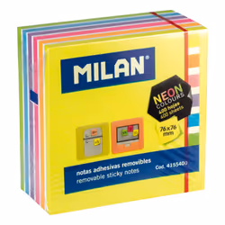 Milan 4155400, Carré, Bleu, Vert, Lilas, Orange, Rose, Blanc, Jaune, 76 mm, 76 mm, 400 feuilles, 75 mm