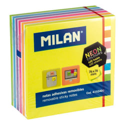 Milan 4155400 Post-it Carré Bleu, Vert, Lilas, Orange, Rose, Blanc, Jaune 400 feuilles Auto-adhésif