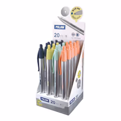 Milan P1, Clip, Stylo à bille rétractable avec clip, Bleu, 20 pièce(s)
