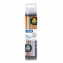 Milan 7123306 crayon de couleur Beige, Bleu, Marron, Gris, Bleu métal, Orange, Pêche, Violet, Rouge, Argent, Turquoise, Jaune 6 pièce(s)