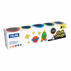 Milan 913505N, Pâte à modeler, Multicolore, Enfant, 5 pièce(s), Panier en plastique, 5 couleurs