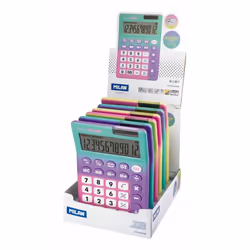 Milan Sunset, Bureau, Calculatrice basique, 12 chiffres, Batterie/Solaire, Couleurs assorties