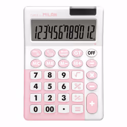Milan 151812IBGPBL, Bureau, Calculatrice basique, 12 chiffres, Batterie/Solaire, Rose