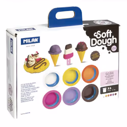 Milan 913306ICW, Pâte à modeler, Marron, Lilas, Orange, Rose, Blanc, Jaune, Enfant, 6 pièce(s), Pot en plastique, 6 couleurs