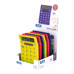 Milan Acid, Bureau, Calculatrice basique, 10 chiffres, Batterie, Bleu, Rose, Jaune