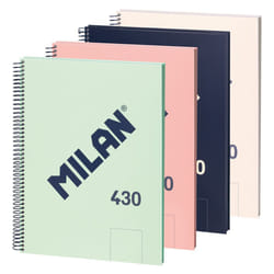 Milan 57141E80X4 bloc-notes A4 80 feuilles Beige, Bleu, Vert, Rose