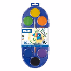 Boîte de peinture aquarelle - 10 couleurs - Couleurs assorties - Pinceau inclus