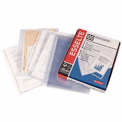 Esselte 46114, Folio, Transparent, Polypropylène (PP), Polyvinyl chloride (PVC), Portrait, Haut, 100 pièce(s)