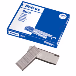Petrus 55711, Pack d'agrafes, 26/6, 6 mm, 1000 agrafes, 30 feuilles