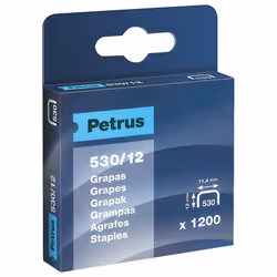 BOITE 1200 AGRAFES MOD. 530/12mm 77516 PETRUS BOÎTE 1200 AGRAFES MOD. 530/12mm 77516 PETRUS. PINCE REVÊTUE 530/12 MM DANS UNE ...