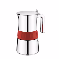 BRA 170566, Cafetière à moka, Rouge, Acier inoxydable, Acier inoxydable, 4 tasses