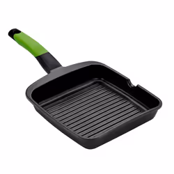 BRA Prior A121457, Carré, Poêle grill, Noir, Vert, Teflon Classic, Fonte d'aluminium, 5,5 mm