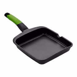 BRA Prior A121459, Carré, Poêle grill, Noir, Vert, Teflon Classic, Fonte d'aluminium, Gaz, Induction