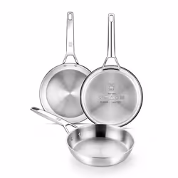 Poêles - BRA - Signature - Lot de 3 - Acier inoxydable 18/10 - Compatible induction - Triple fond