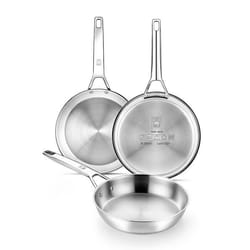 Poêles - BRA - Signature - Lot de 3 - Acier inoxydable 18/10 - Compatible induction - Triple fond