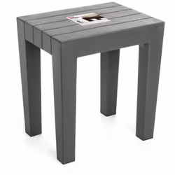 Tabouret en polypropylène imitation bois. Compatible intérieur et extérieur. Protection anti UV. Charge maximale 130 KG. Tabo ...