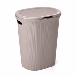 Coffre à linge - TATAY - Baobab Taupe - 40L - Plastique - Contemporain - Avec couvercle