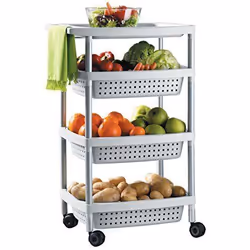 Tatay Desserte Multi-Usage 4 Niveaux Plastique Blanc 52 x 36 x 80 cm - 7738201