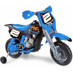 Moto Cross Electrique - FEBER - FEBER RIDER CROSS 6V - Freins électroniques - Casque inclus - Bleu