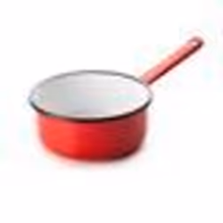 CASSEROLE EMAILLEE ROUGE INTERIEUR BLANC - BORD NOIR - DIMENSIONS DIAMETRE 12 CM - CONTENANCE 060 L - TOUS FEUX DONT INDUCTIO ...