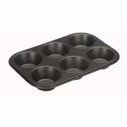 Plaque 6 muffins - IBILI - Métal antiadhérent - 26 x 18 x 3.2 cm - Noir
