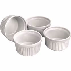 Lot de 4 ramequins en ceramique. Diametre 9 cm - Hauteur 5 cm Passe au four au four a micro-ondes et au lave-vaisselle. Resis ...