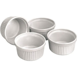 Lot de 4 ramequins en ceramique. Diametre 9 cm - Hauteur 5 cm Passe au four au four a micro-ondes et au lave-vaisselle. Resista...