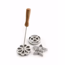 LOT DE 3 MOULE A ROSACES - ETOILE - FLEUR ET CERCLE - LIVRE AVEC RECETTE - DIMENSION 25CM X 7CM.