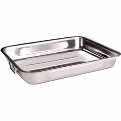 Ibili 651430 Plat à rôtir en Inox avec anses pliantes métalliques 32 x 24.5 x 5.5 cm Clásica