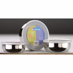 Ibili 712000 Lot de 3 Boîtes alimentaires en Inox avec couvercle en plastique (14+16+18 cm)